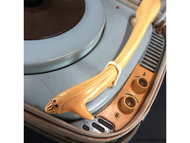 Vintage supraphon ge080 draagbare kofferplatenspeler uit tsjechoslowakije, geproduceerd rond 1960 door tesla/supraphon (niet getest) - afbeelding 4 van  8
