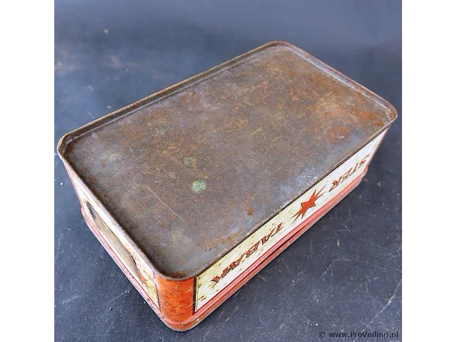 Vintage tabaksblik van roode-ster rooktabak (¼ kilo), geproduceerd door de firma theodorus niemeijer uit groningen (n.v. stoomtabaksfabriek "het wapen van rotterdam") - afbeelding 6 van  6