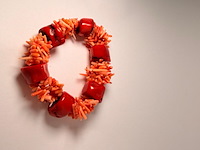 Vintage taiwanese bloedkoraal armband - afbeelding 2 van  3