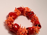 Vintage taiwanese bloedkoraal armband - afbeelding 3 van  3