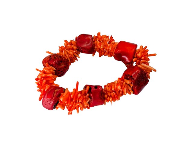 Vintage taiwanese bloedkoraal armband - afbeelding 1 van  3