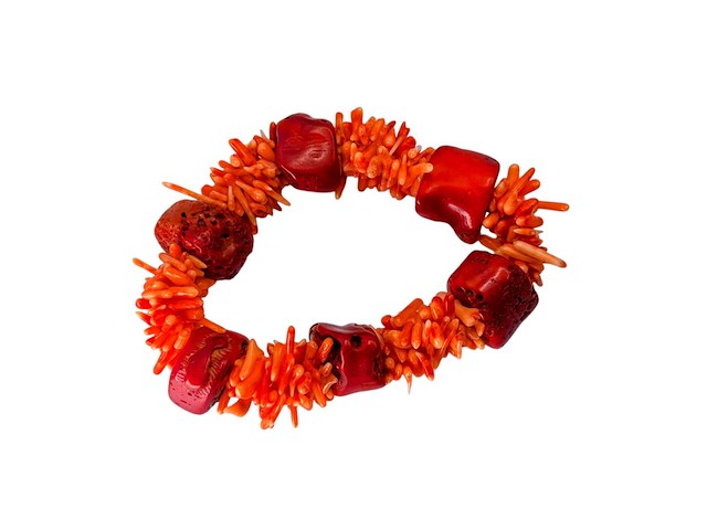Vintage taiwanese bloedkoraal armband - afbeelding 2 van  3