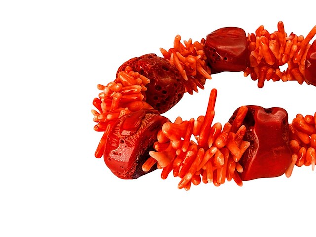 Vintage taiwanese bloedkoraal armband - afbeelding 3 van  3