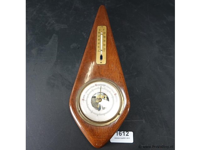 Vintage teakhouten weerstation - afbeelding 1 van  4