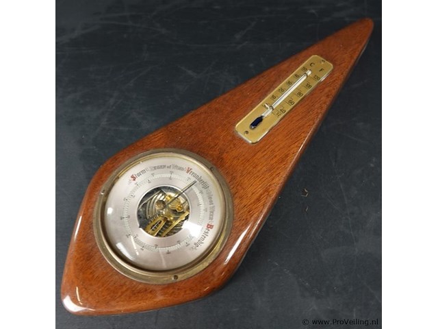 Vintage teakhouten weerstation - afbeelding 2 van  4