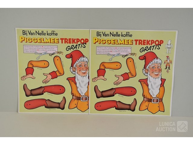 Vintage trekpoppen piggelmee - afbeelding 1 van  3