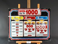 Vintage uitbetalingsglas (paytable glass) van een igt sizzling 7's gokautomaat