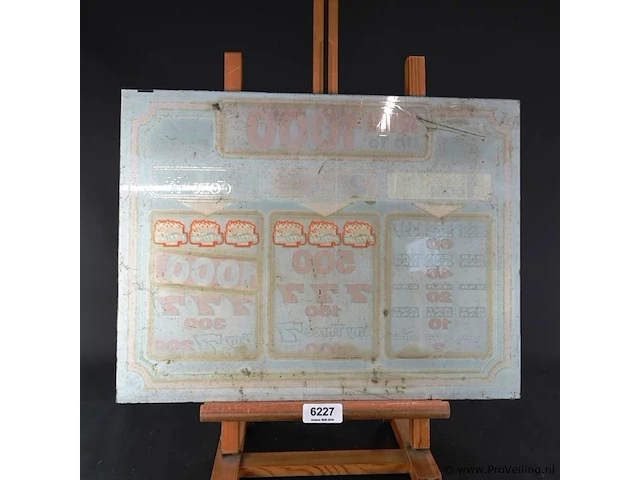 Vintage uitbetalingsglas (paytable glass) van een igt sizzling 7's gokautomaat - afbeelding 6 van  6