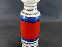 Vintage w-germany vaas met rood en blauw fat lava glazuur - afbeelding 1 van  5