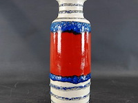 Vintage w-germany vaas met rood en blauw fat lava glazuur - afbeelding 2 van  5