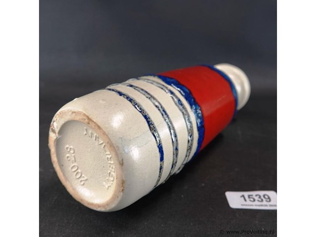 Vintage w-germany vaas met rood en blauw fat lava glazuur - afbeelding 4 van  5