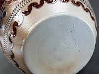 Vintage west-duitse steengoed dekselpot of bowl/punschtopf (mogelijk uit de jaren 1950–1960). - afbeelding 4 van  5