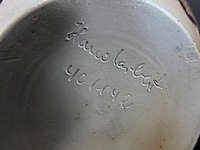 Vintage west-duitse steengoed dekselpot of bowl/punschtopf (mogelijk uit de jaren 1950–1960). - afbeelding 5 van  5