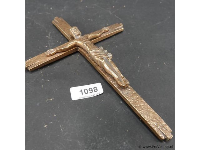Vintage zware messing crucifix - afbeelding 1 van  5