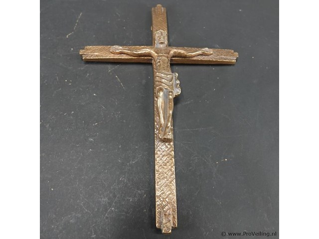 Vintage zware messing crucifix - afbeelding 2 van  5