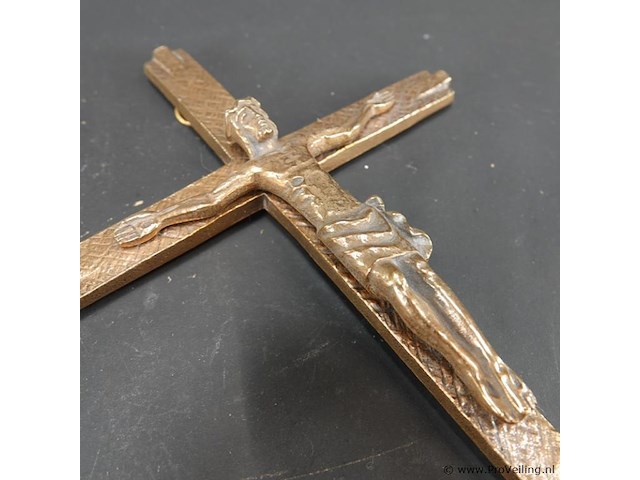 Vintage zware messing crucifix - afbeelding 3 van  5