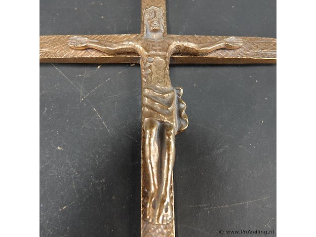 Vintage zware messing crucifix - afbeelding 4 van  5