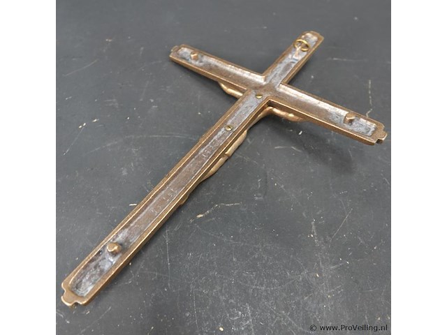 Vintage zware messing crucifix - afbeelding 5 van  5