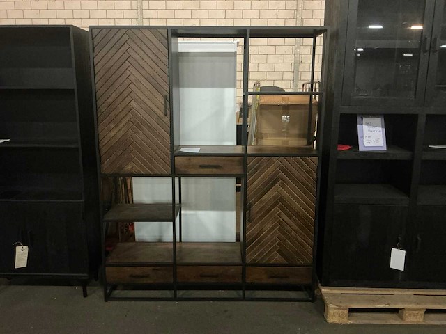 Visgraat bruin opbergkast - afbeelding 1 van  6