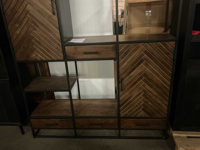 Visgraat bruin opbergkast - afbeelding 3 van  6