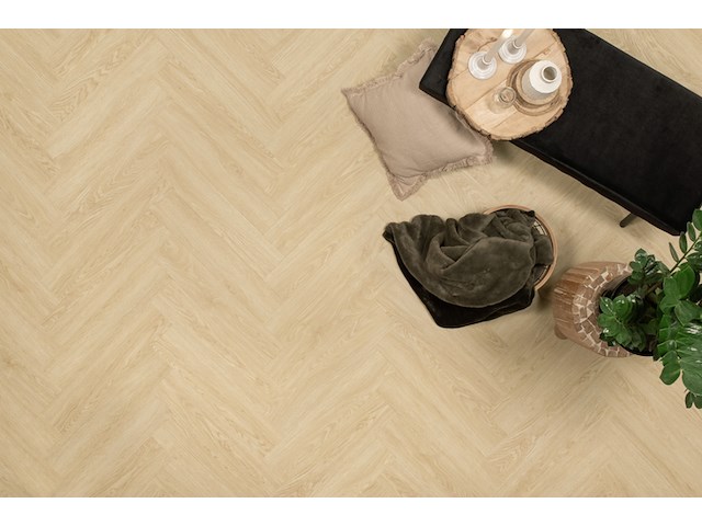 Visgraat click pvc - 40,23 m2, floer, kingbeek creme - afbeelding 10 van  10
