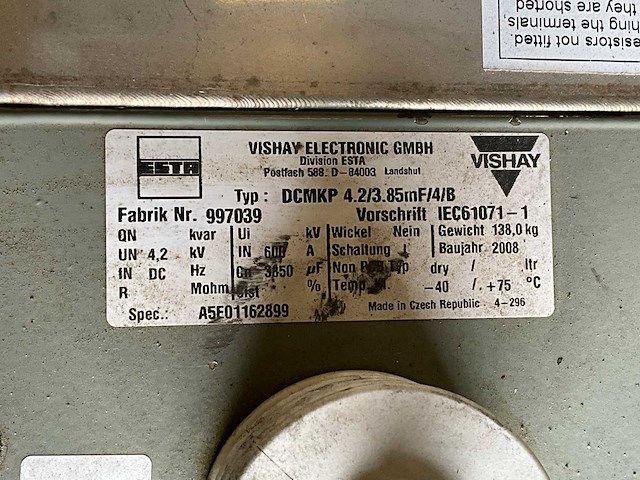 Vishay dcmkp 4.2/3.85 mf/4/b dc link condensator (5x) - afbeelding 8 van  8