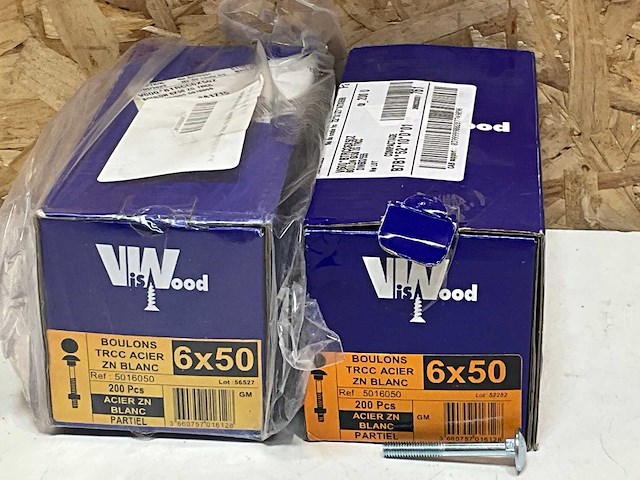 Viswood slotbout met moer 6x50mm (400x) - afbeelding 2 van  4