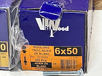 Viswood slotbout met moer 6x50mm (400x) - afbeelding 4 van  4