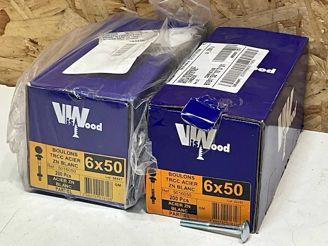 Viswood slotbout met moer 6x50mm (400x) - afbeelding 1 van  4