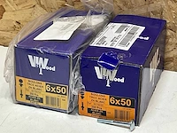 Viswood slotbout met moer 6x50mm (400x)