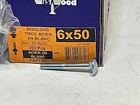 Viswood slotbout met moer 6x50mm (400x) - afbeelding 3 van  4