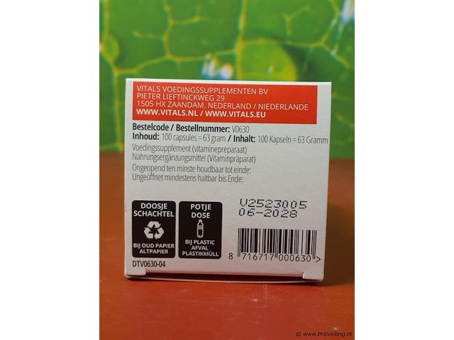 Vitals vitamine b1 supplement - 3 potjes á 100 capsules - afbeelding 4 van  5