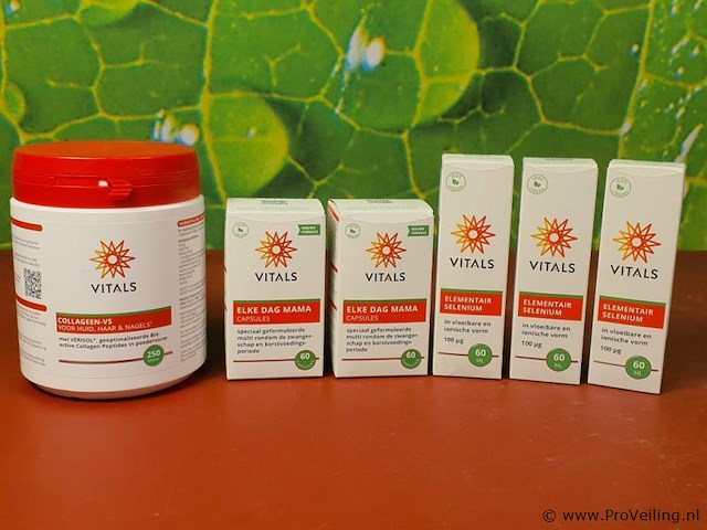 Vitals voedingssupplementen, diverse soorten o.a collageenpoeder collagen-vs, elke dag mama capsules & elementair selenium - afbeelding 1 van  14