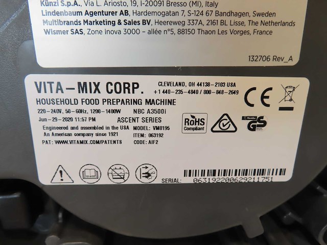 Vitamix - a3500i ascent - blender - afbeelding 3 van  3