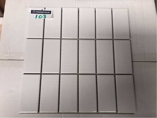 Vitra glans wit mozaïektegel 5x10 cm 10 m² - afbeelding 2 van  3