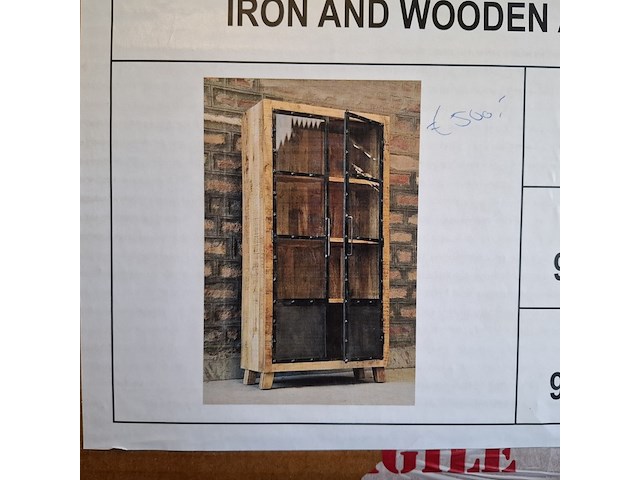 Vitrinekast, mangohout - afbeelding 2 van  6