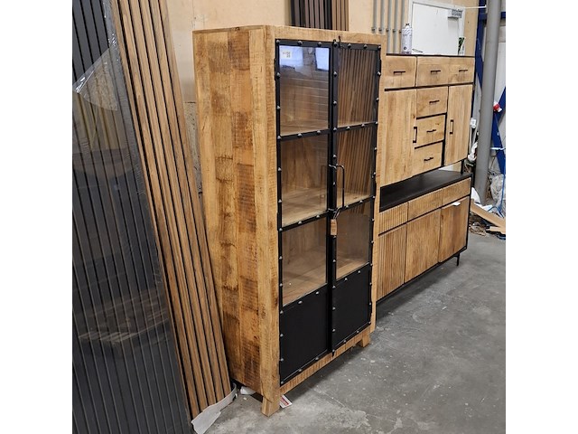 Vitrinekast, mangohout - afbeelding 3 van  6