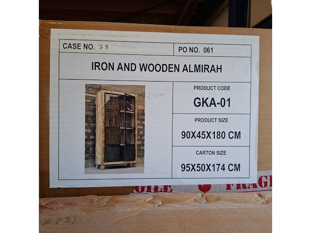 Vitrinekast, mangohout - afbeelding 5 van  6