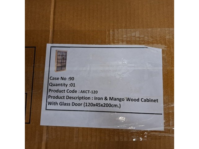 Vitrinekast, mangohout - afbeelding 2 van  3