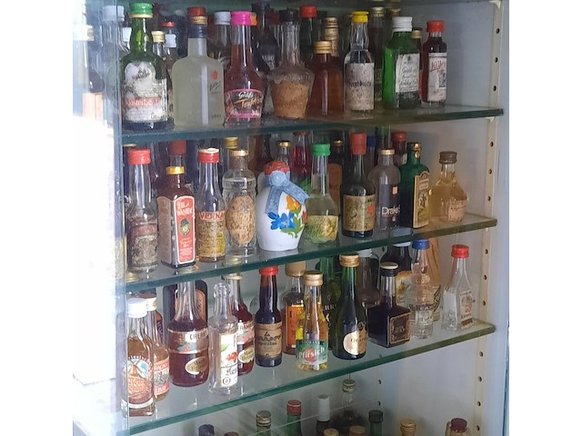 Vitrinekast met miniatuur drankflesjes - afbeelding 6 van  7