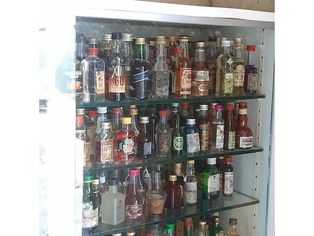 Vitrinekast met miniatuur drankflesjes - afbeelding 7 van  7