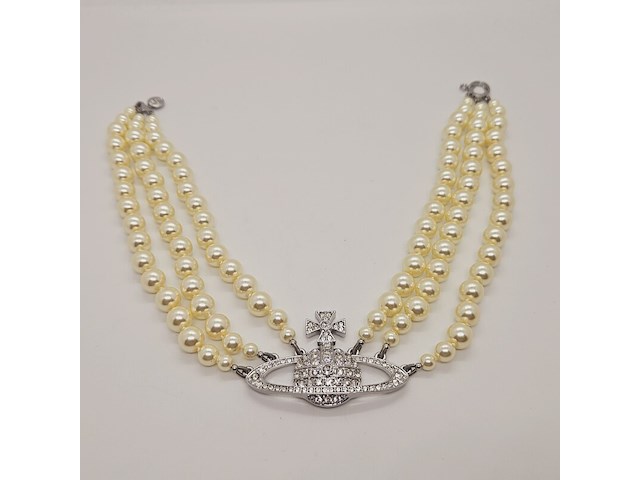 Vivienne westwood parelketting met steentjes - afbeelding 1 van  9