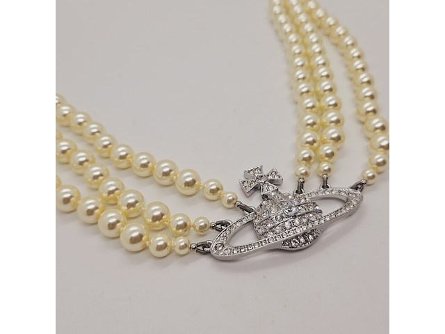 Vivienne westwood parelketting met steentjes - afbeelding 2 van  9