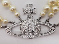 Vivienne westwood parelketting met steentjes - afbeelding 3 van  9
