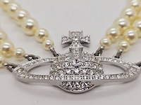 Vivienne westwood parelketting met steentjes - afbeelding 4 van  9