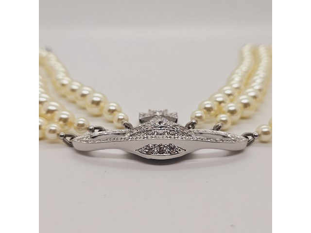 Vivienne westwood parelketting met steentjes - afbeelding 5 van  9