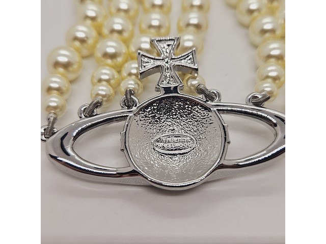 Vivienne westwood parelketting met steentjes - afbeelding 7 van  9