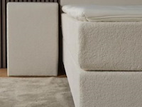 Vlakke boxspring teddy, afmeting 140 x 200 teddystof wit - afbeelding 1 van  3