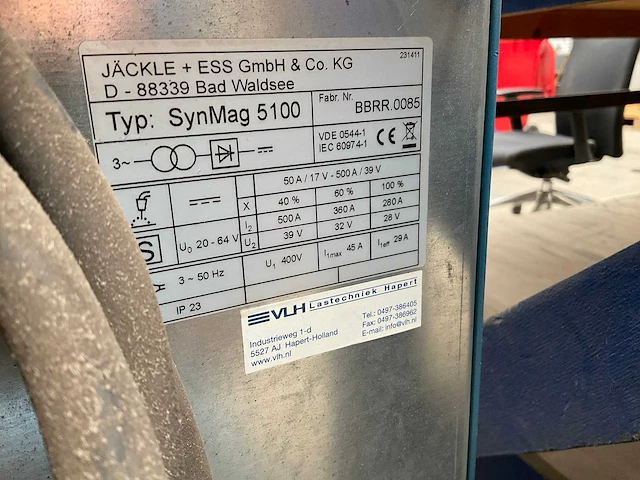 Vlh syn mag 5100 / dvk5100 mig / mag lasapparaat met regelunit op zwenkarm - afbeelding 10 van  12
