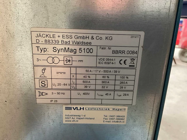 Vlh syn mag 5100 / dvk5100 mig / mag lasapparaat met regelunit op zwenkarm - afbeelding 10 van  11